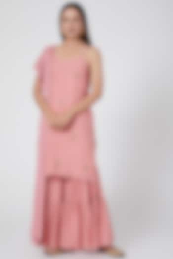 Blush Pink Embroidered Gharara Set by Nadine India