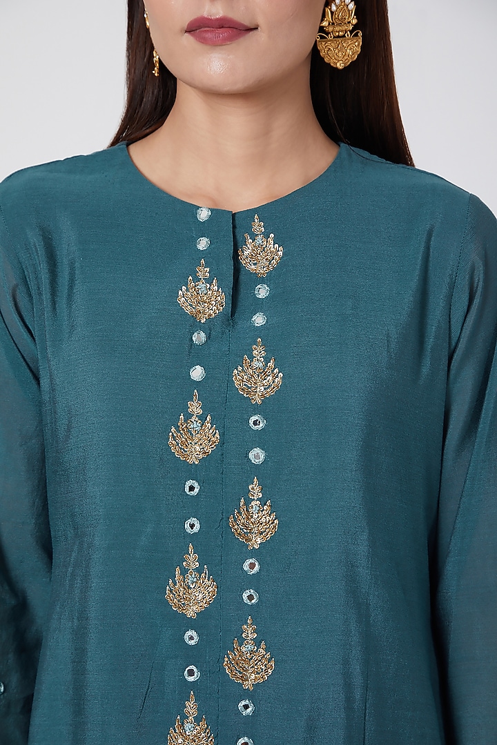 Cobalt Blue Zardosi Embroidered Kurta Set by POULI at Pernia's Pop Up Shop