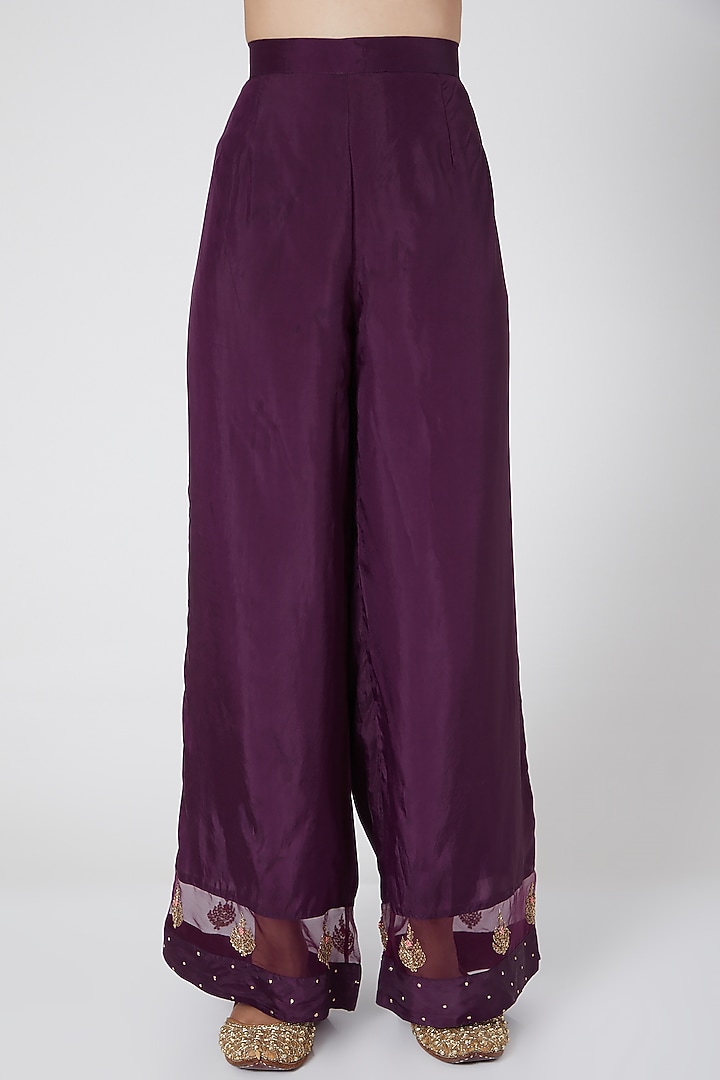 Purple & Pink Embroidered Kurta Set by POULI at Pernia's Pop Up Shop