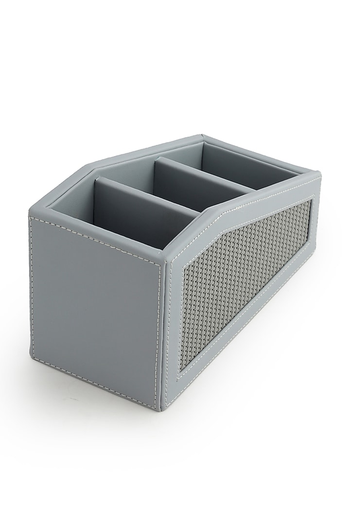 Grey Vegan Leather Braided Remote Organizer by NADORA at Pernia's Pop Up Shop