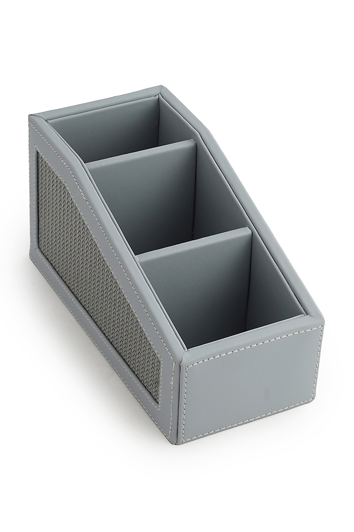 Grey Vegan Leather Braided Remote Organizer by NADORA at Pernia's Pop Up Shop