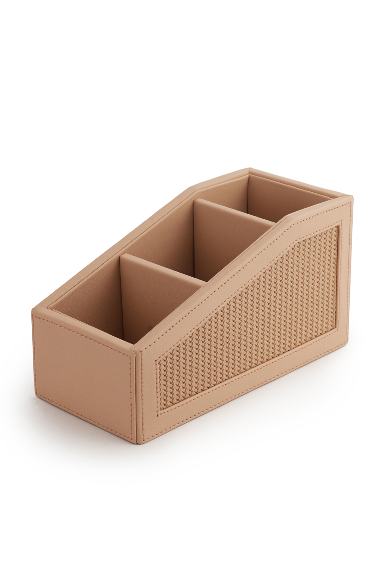 Nude Pink Vegan Leather Braided Remote Organizer by NADORA at Pernia's Pop Up Shop