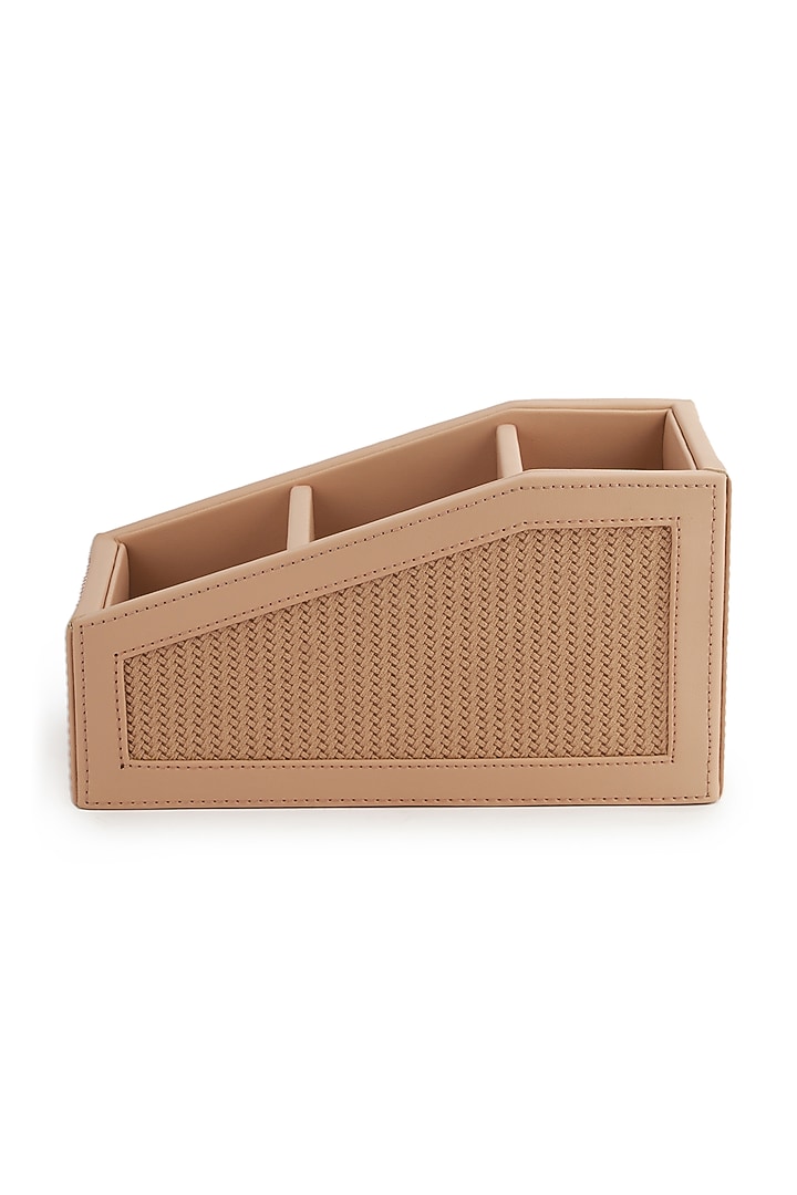 Nude Pink Vegan Leather Braided Remote Organizer by NADORA at Pernia's Pop Up Shop
