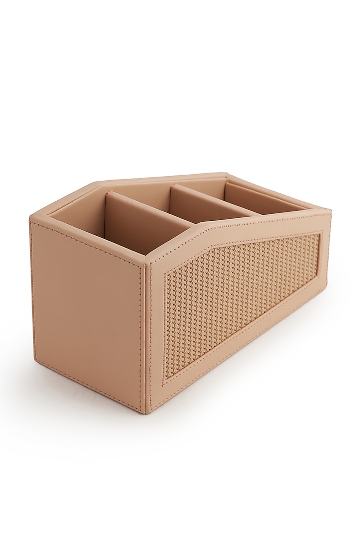Nude Pink Vegan Leather Braided Remote Organizer by NADORA at Pernia's Pop Up Shop