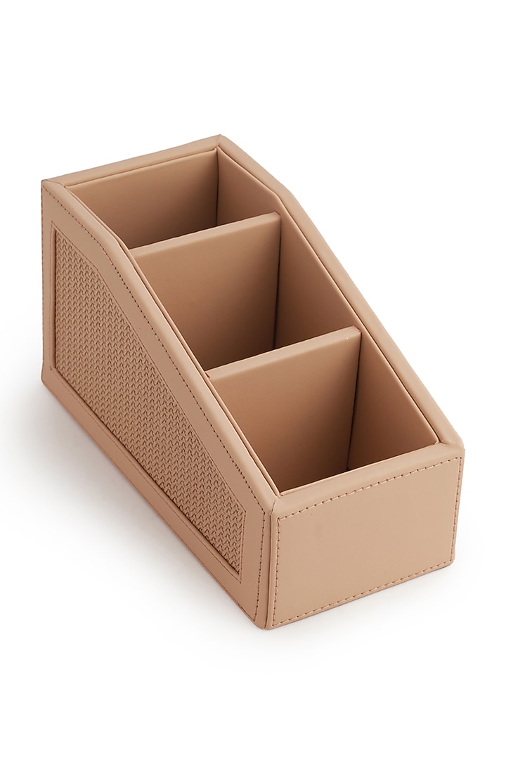 Nude Pink Vegan Leather Braided Remote Organizer by NADORA at Pernia's Pop Up Shop