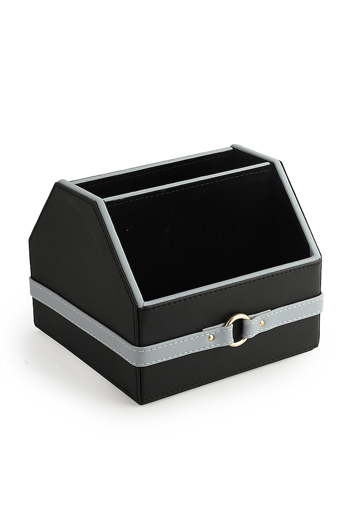 Black & Grey Vegan Leather Banded Remote Organizer by NADORA at Pernia's Pop Up Shop