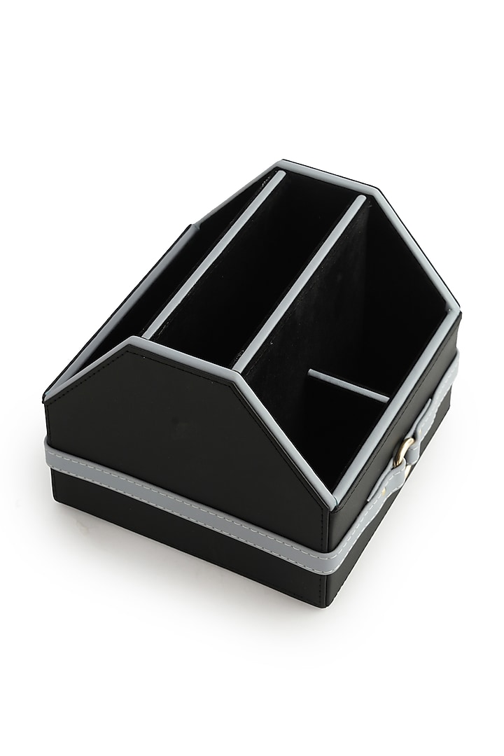 Black & Grey Vegan Leather Banded Remote Organizer by NADORA at Pernia's Pop Up Shop