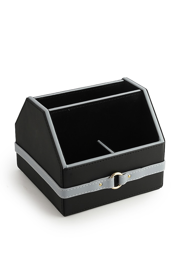 Black & Grey Vegan Leather Banded Remote Organizer by NADORA at Pernia's Pop Up Shop
