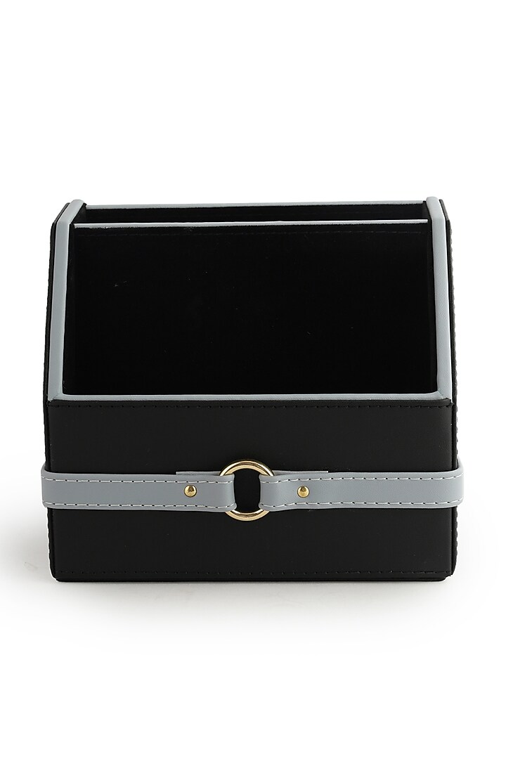 Black & Grey Vegan Leather Banded Remote Organizer by NADORA at Pernia's Pop Up Shop