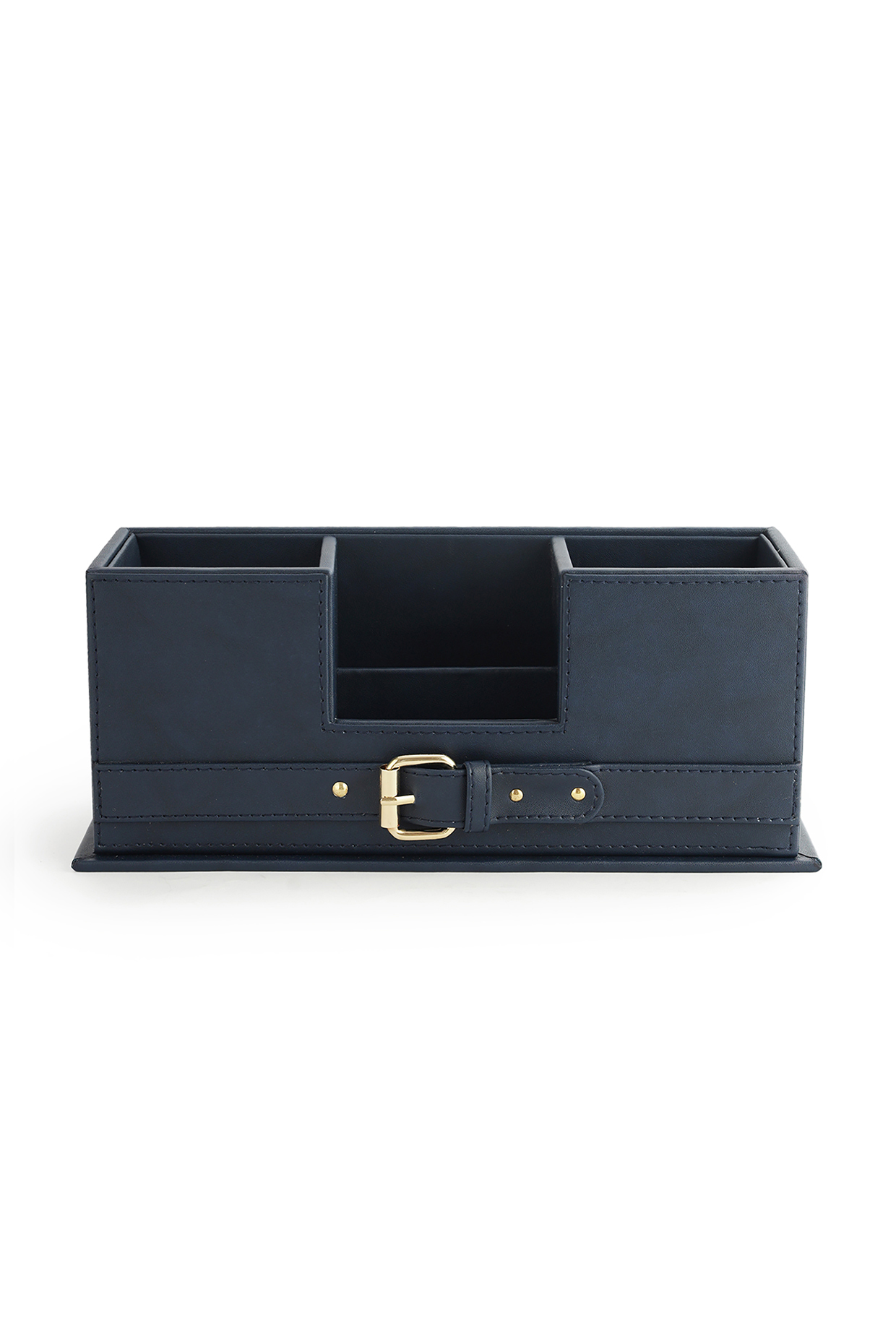 Navy Blue Vegan Leather Clasped Remote Organizer by NADORA at Pernia's Pop Up Shop