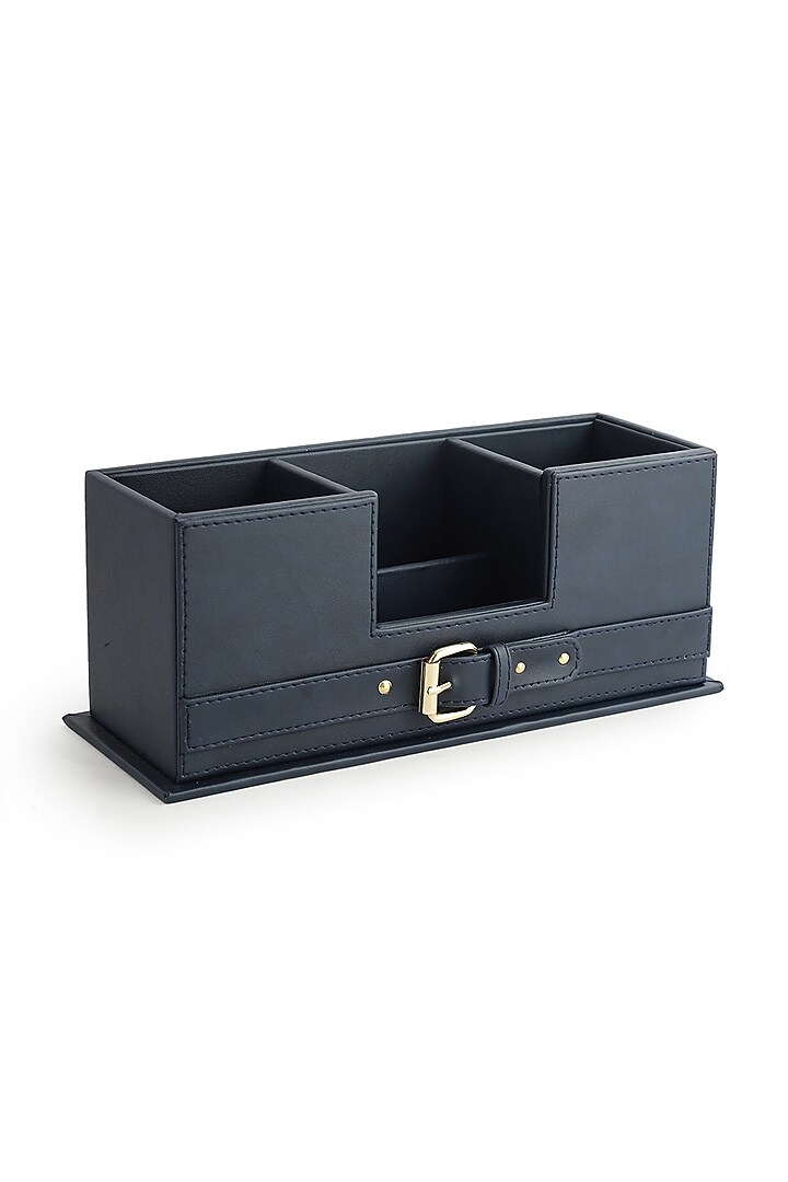 Navy Blue Vegan Leather Clasped Remote Organizer by NADORA at Pernia's Pop Up Shop
