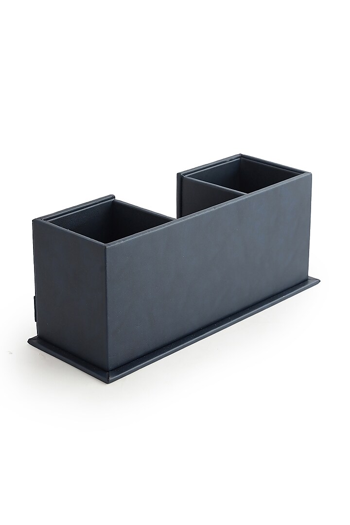 Navy Blue Vegan Leather Clasped Remote Organizer by NADORA at Pernia's Pop Up Shop