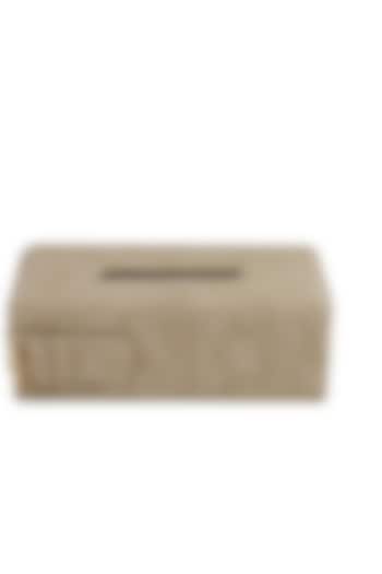 Beige Vegan Leather Clasped Tissue Box by NADORA