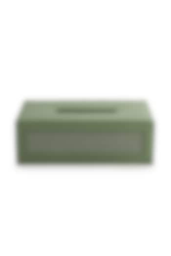 Sage Green Vegan Leather Interlaced Tissue Box by NADORA