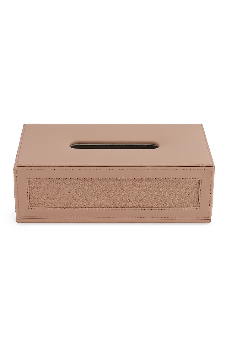 Nude Pink Vegan Leather Interlaced Tissue Box by NADORA at Pernia's Pop Up Shop