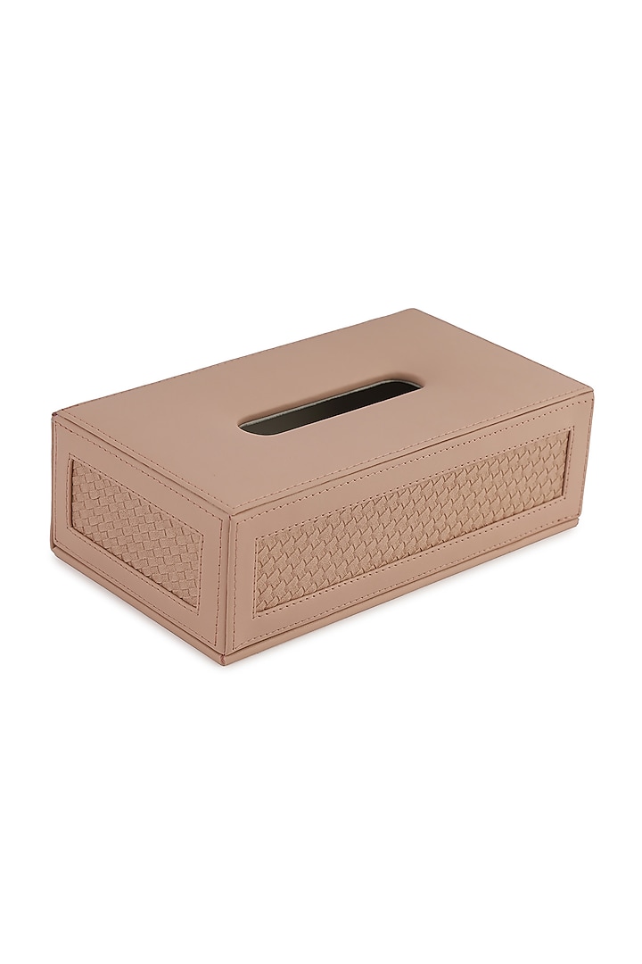 Nude Pink Vegan Leather Interlaced Tissue Box by NADORA at Pernia's Pop Up Shop