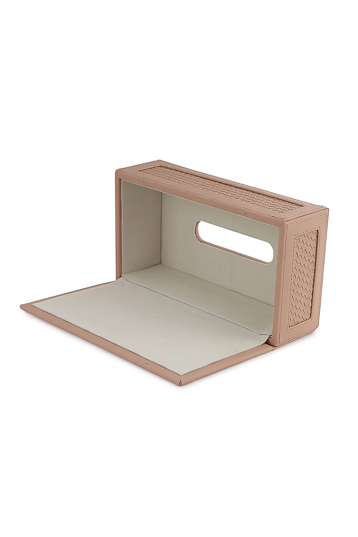 Nude Pink Vegan Leather Interlaced Tissue Box by NADORA at Pernia's Pop ...