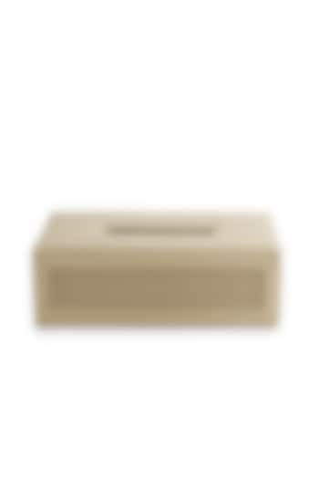 Beige Vegan Leather Interlaced Tissue Box by NADORA at Pernia's Pop Up Shop