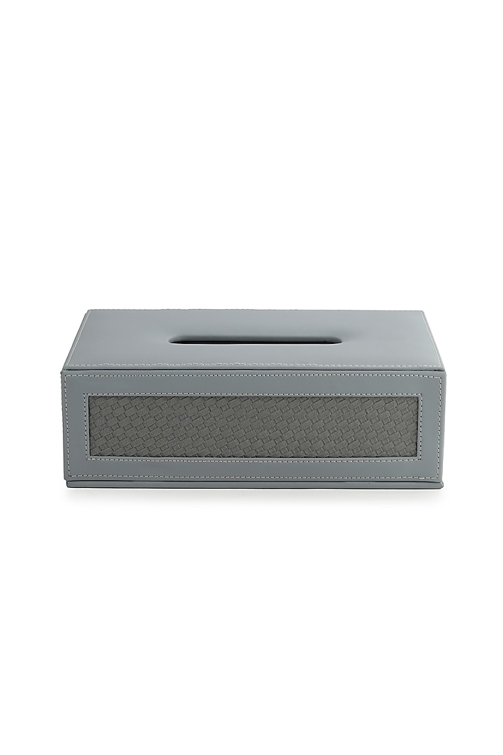 Grey Vegan Leather Interlaced Tissue Box by NADORA at Pernia's Pop Up Shop