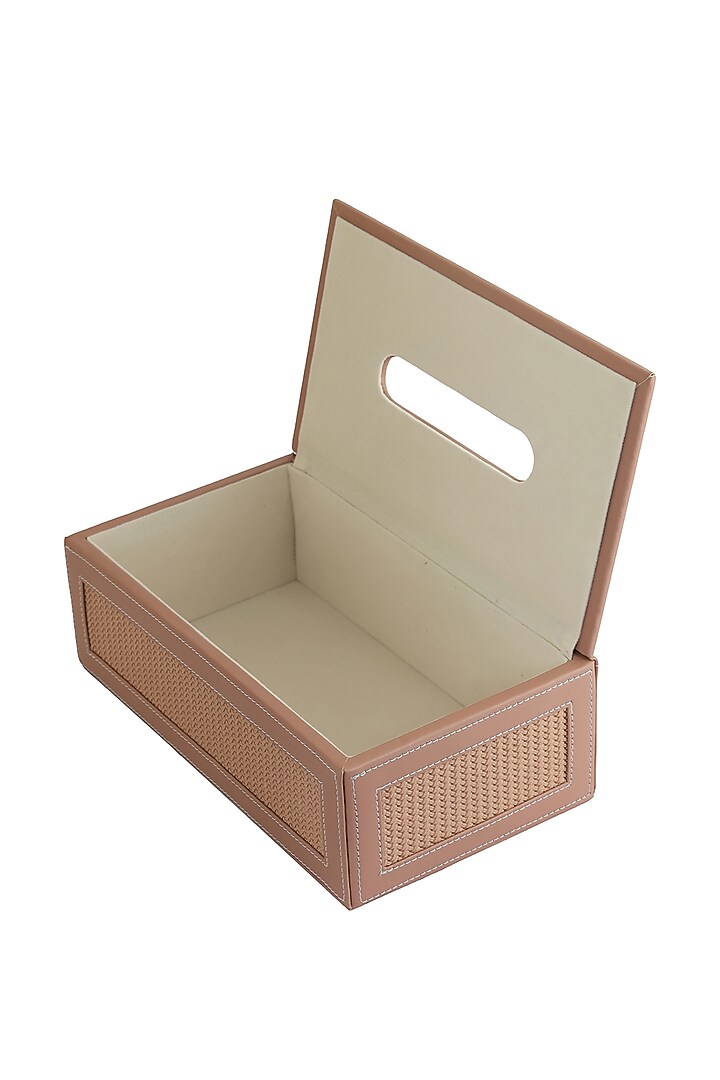 Nude Pink Vegan Leather Braided Tissue Box by NADORA at Pernia's Pop Up Shop
