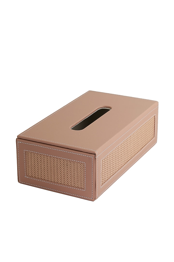 Nude Pink Vegan Leather Braided Tissue Box by NADORA at Pernia's Pop Up Shop