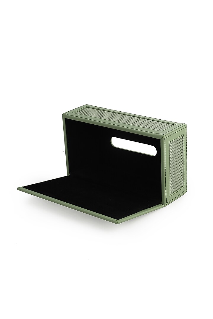Sage Green Vegan Leather Braided Tissue Box by NADORA at Pernia's Pop Up Shop