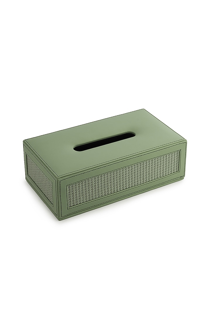 Sage Green Vegan Leather Braided Tissue Box by NADORA at Pernia's Pop Up Shop