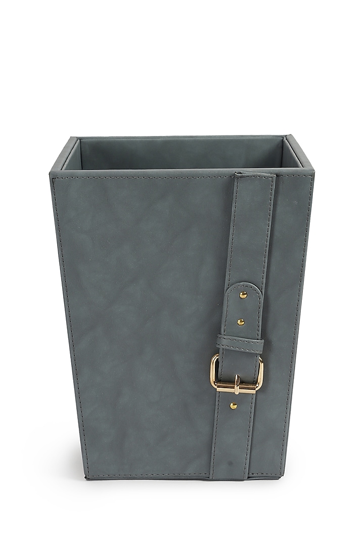 Steel Grey Vegan Leather Clasped Dustbin by NADORA at Pernia's Pop Up Shop