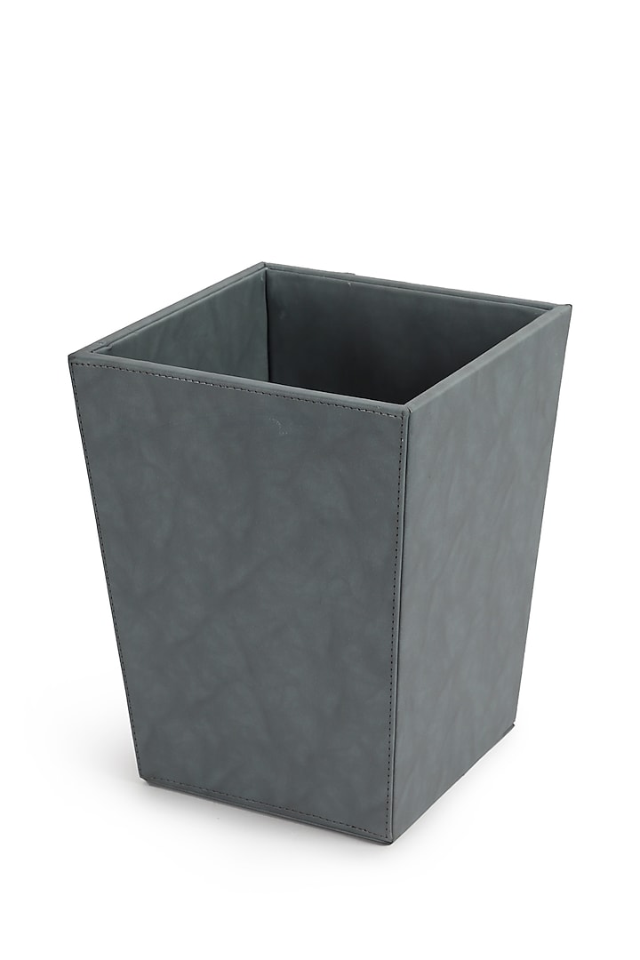 Steel Grey Vegan Leather Clasped Dustbin by NADORA at Pernia's Pop Up Shop