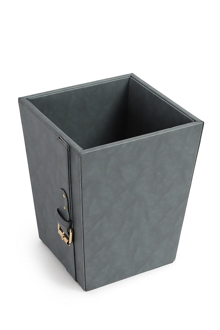 Steel Grey Vegan Leather Clasped Dustbin by NADORA at Pernia's Pop Up Shop