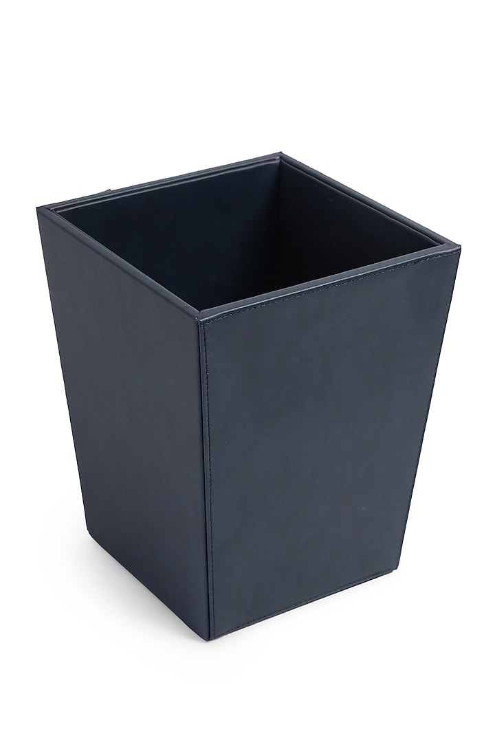 Navy Blue Vegan Leather Clasped Dustbin by NADORA at Pernia's Pop Up Shop
