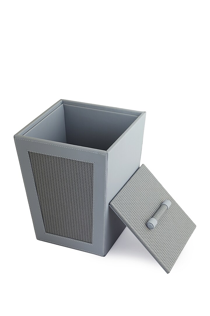 Grey Vegan Leather Braided Dustbin by NADORA at Pernia's Pop Up Shop
