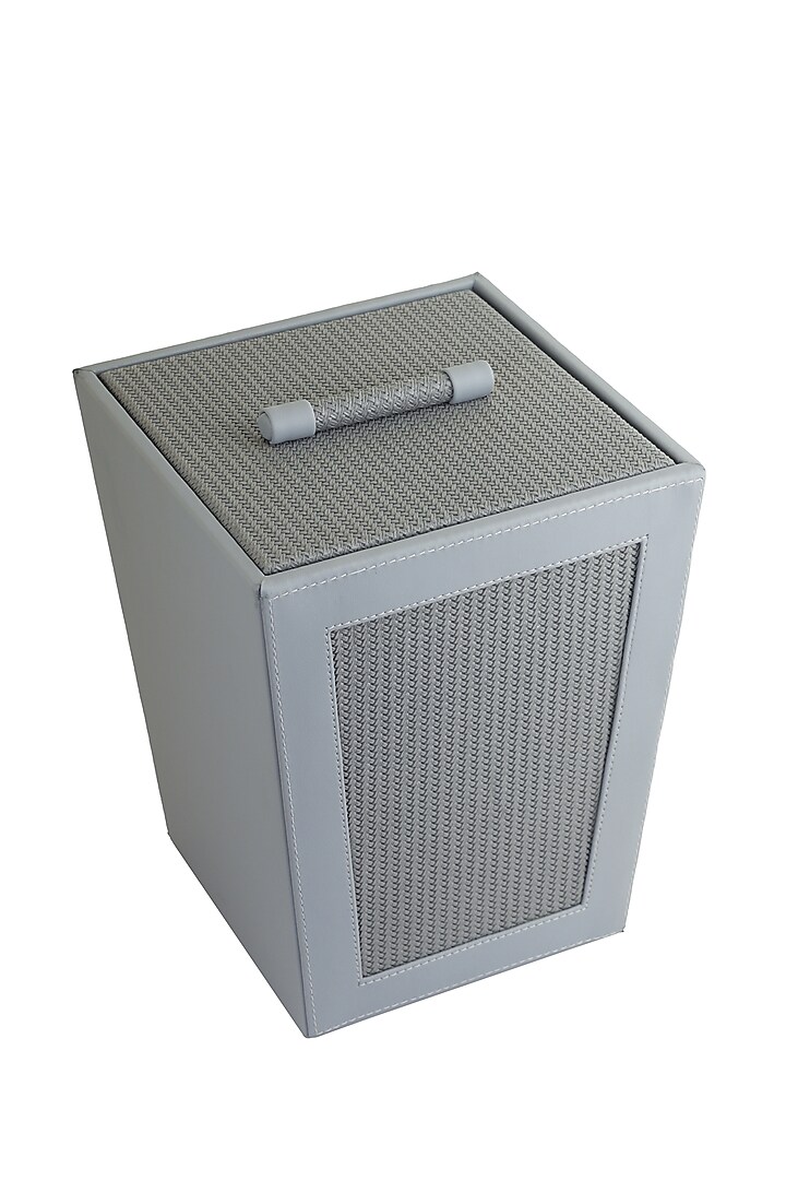 Grey Vegan Leather Braided Dustbin by NADORA at Pernia's Pop Up Shop
