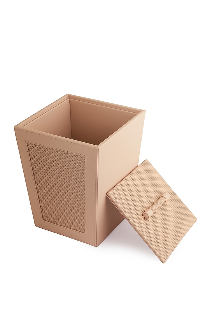 Nude Pink Vegan Leather Braided Dustbin by NADORA at Pernia's Pop Up Shop