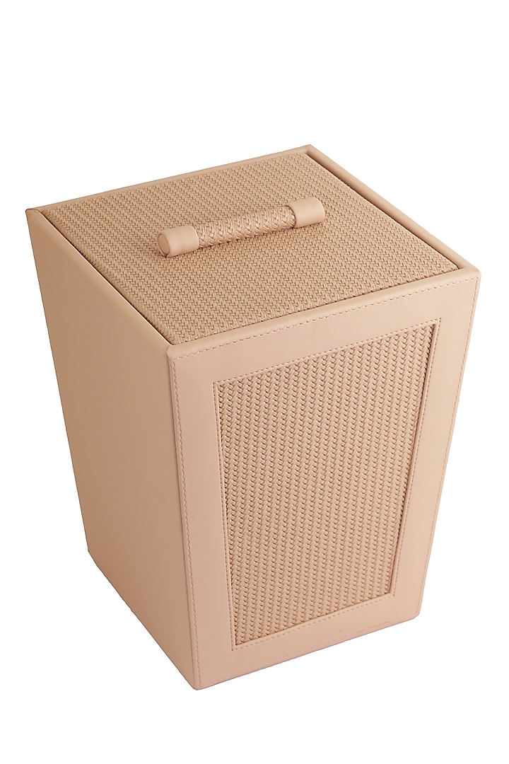 Nude Pink Vegan Leather Braided Dustbin by NADORA at Pernia's Pop Up Shop