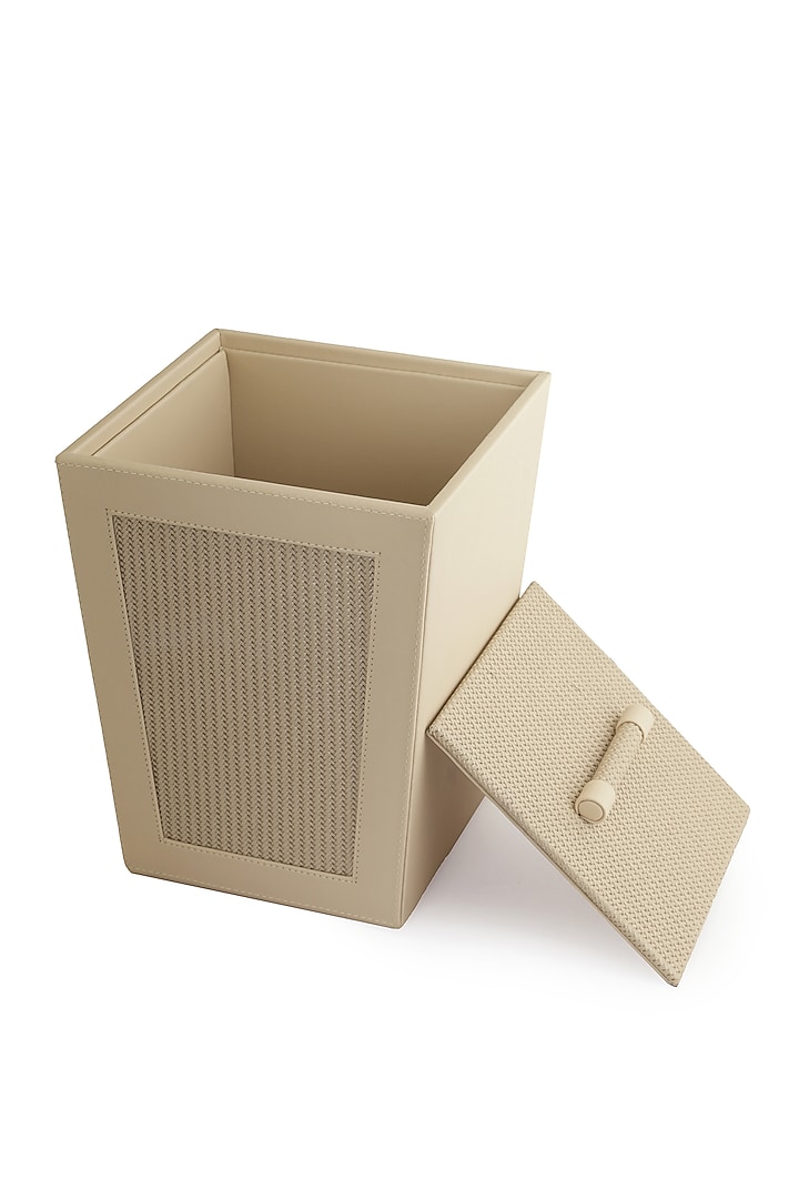 Beige Vegan Leather Braided Dustbin by NADORA at Pernia's Pop Up Shop