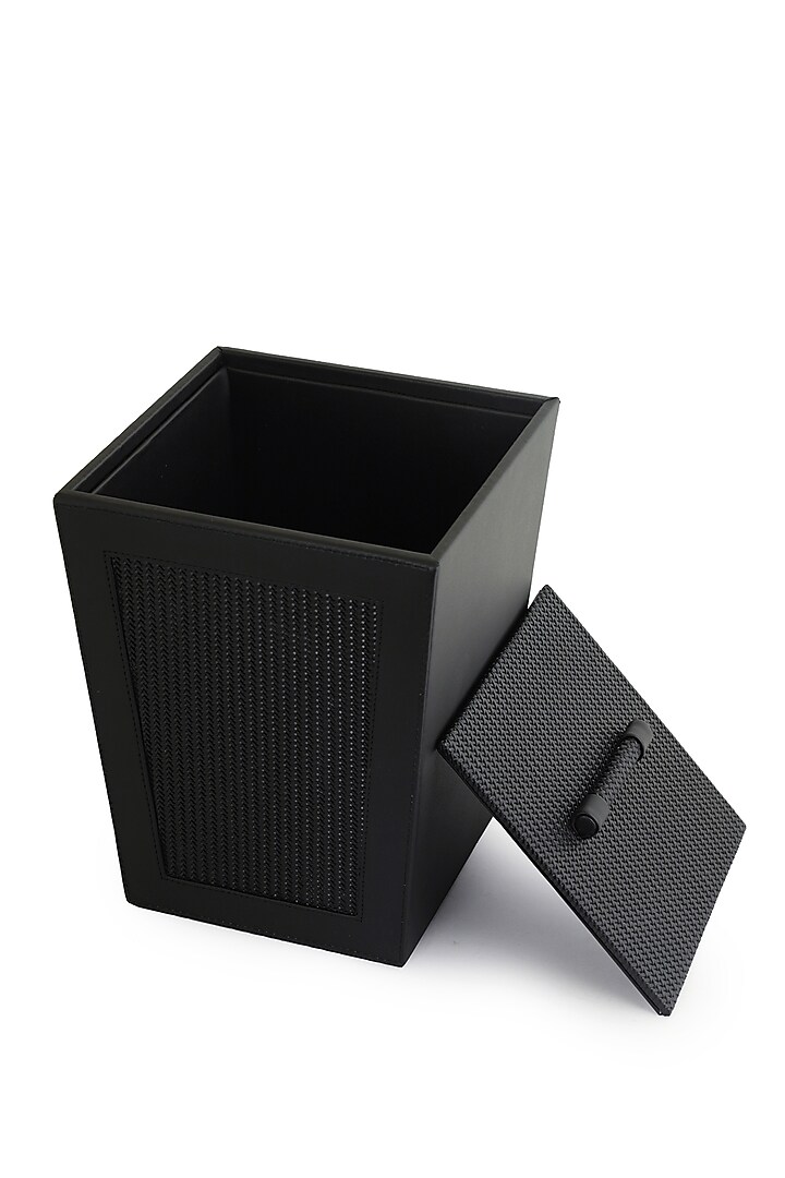 Black Vegan Leather Braided Dustbin by NADORA at Pernia's Pop Up Shop