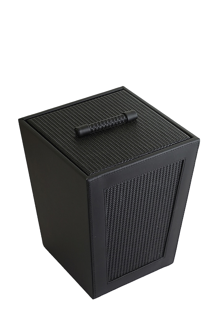 Black Vegan Leather Braided Dustbin by NADORA at Pernia's Pop Up Shop