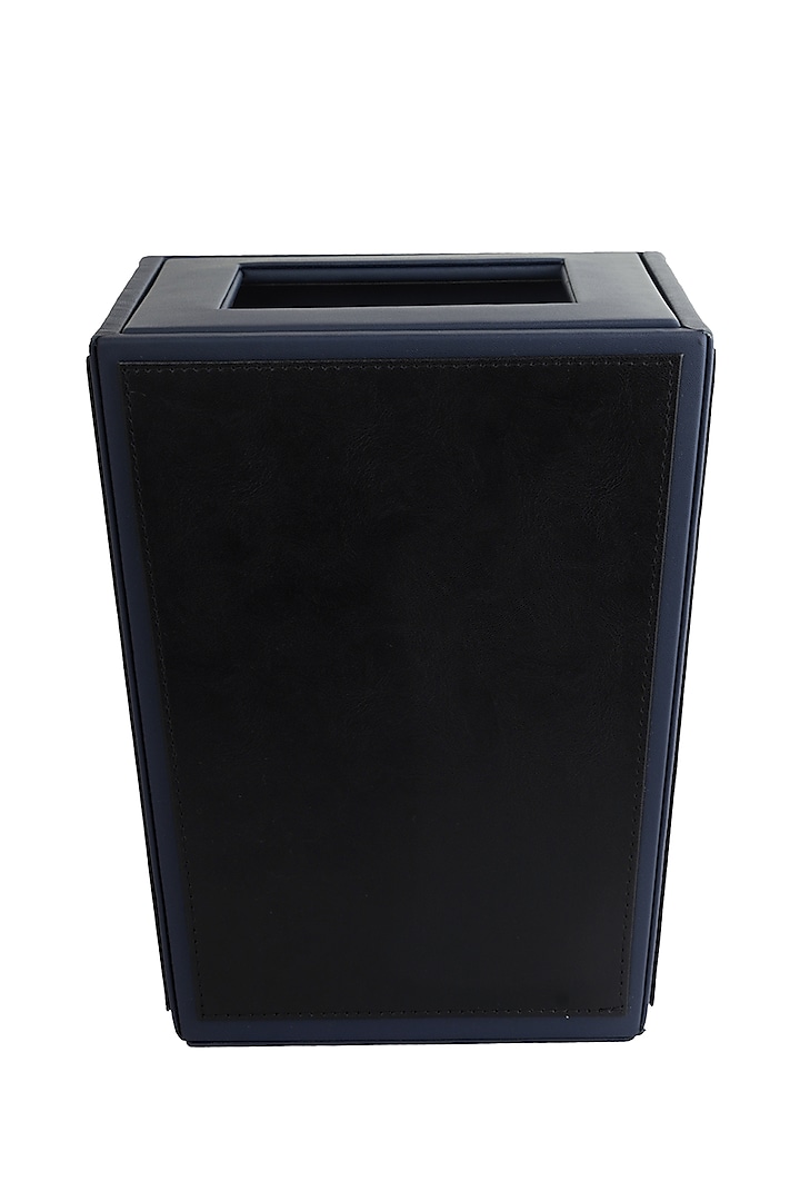 Black & Blue Vegan Leather Dustbin by NADORA at Pernia's Pop Up Shop