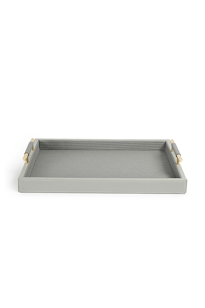 Grey Vegan Leather Braided Tray by NADORA at Pernia's Pop Up Shop