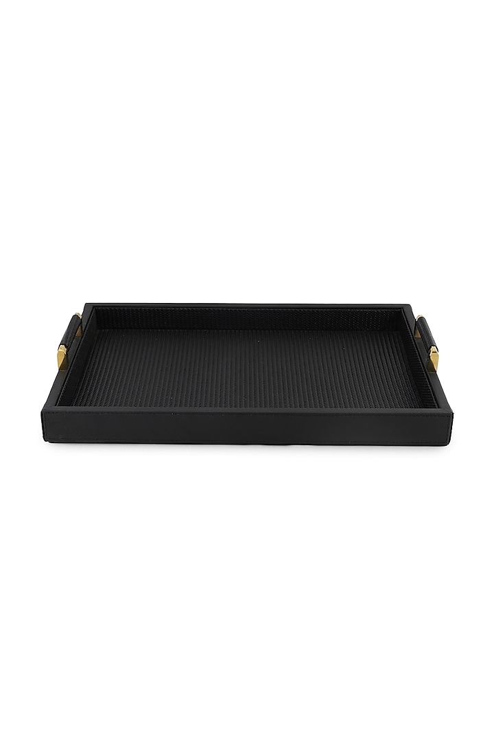 Black Vegan Leather Braided Tray by NADORA at Pernia's Pop Up Shop