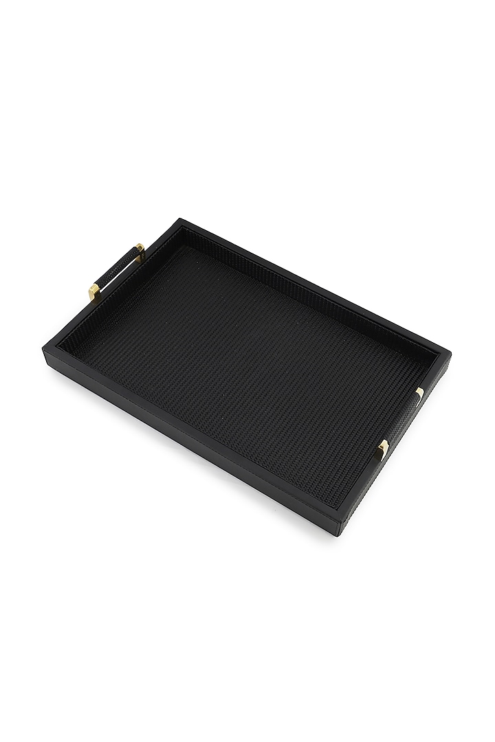 Black Vegan Leather Braided Tray by NADORA at Pernia's Pop Up Shop
