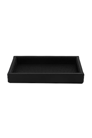 Black Vegan Leather Braided Napkin Tray by NADORA