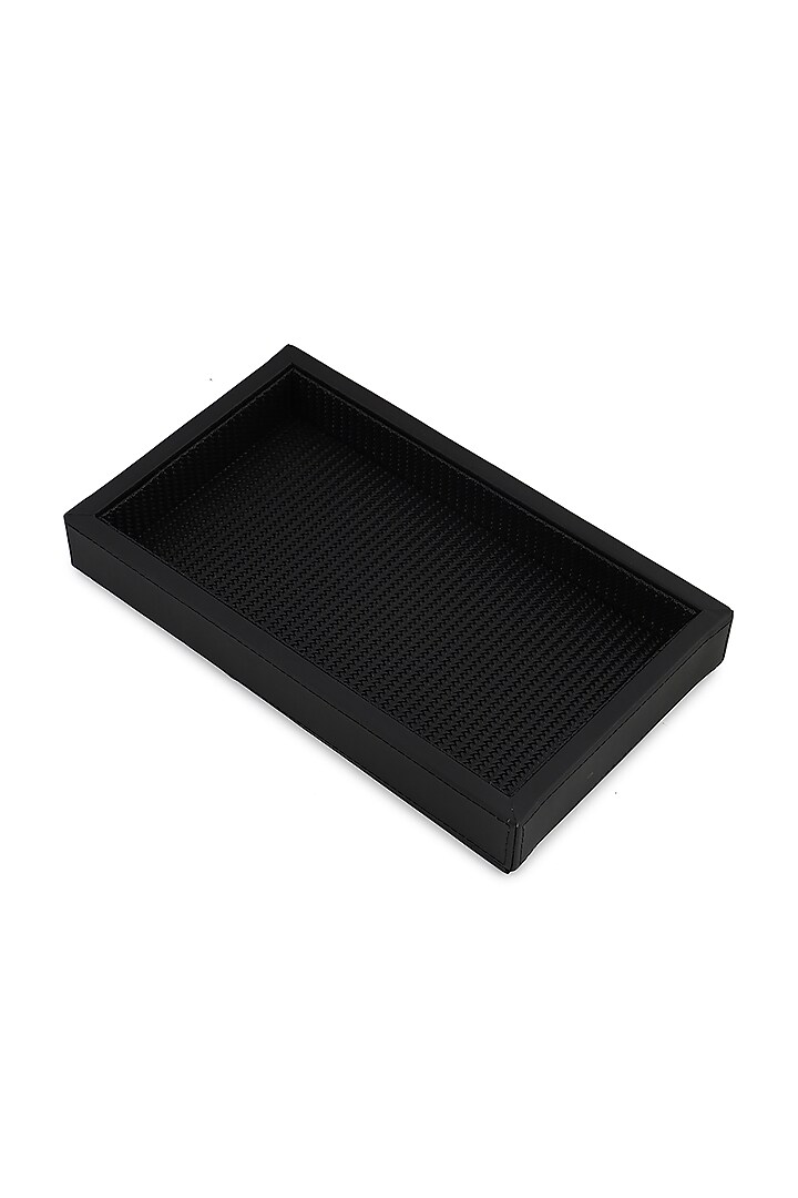 Black Vegan Leather Braided Napkin Tray by NADORA at Pernia's Pop Up Shop