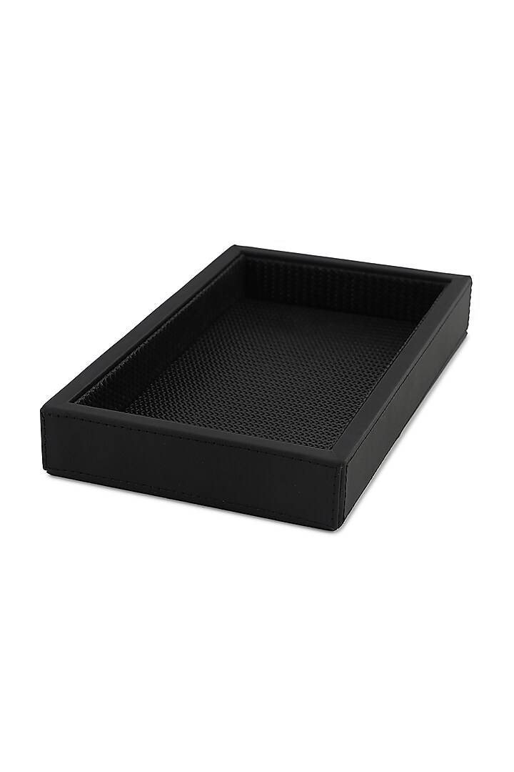 Black Vegan Leather Braided Napkin Tray by NADORA at Pernia's Pop Up Shop