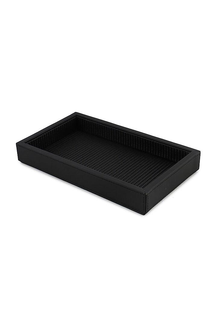 Black Vegan Leather Braided Napkin Tray by NADORA at Pernia's Pop Up Shop