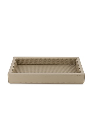 Beige Vegan Leather Braided Napkin Tray by NADORA