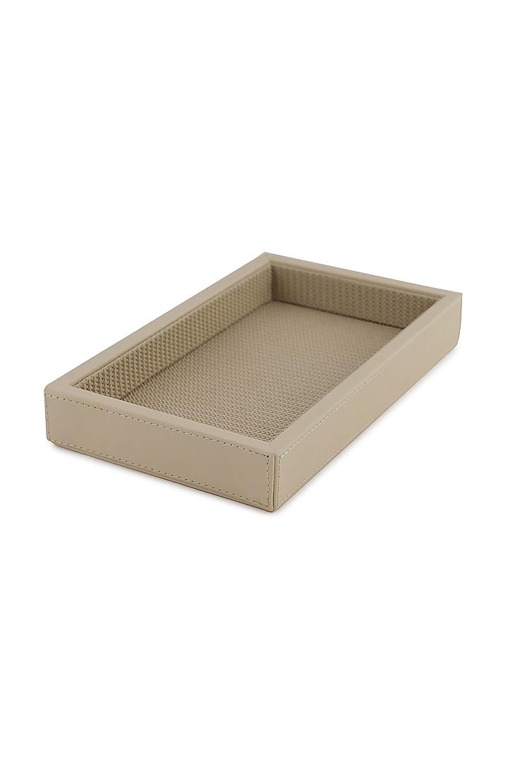 Beige Vegan Leather Braided Napkin Tray by NADORA at Pernia's Pop Up Shop