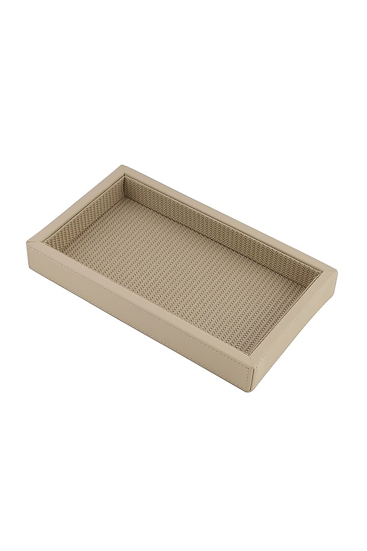 Beige Vegan Leather Braided Napkin Tray by NADORA at Pernia's Pop Up Shop