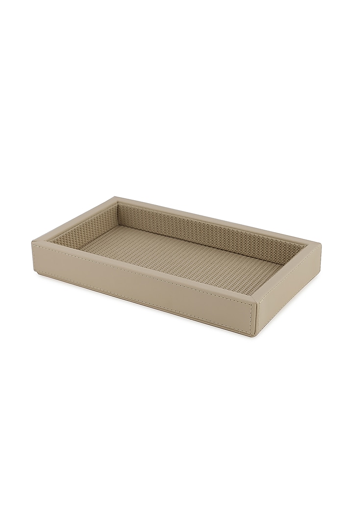 Beige Vegan Leather Braided Napkin Tray by NADORA at Pernia's Pop Up Shop